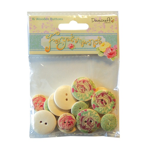 DCWB005 Dovecraft Forget Me Not Wooden Buttons