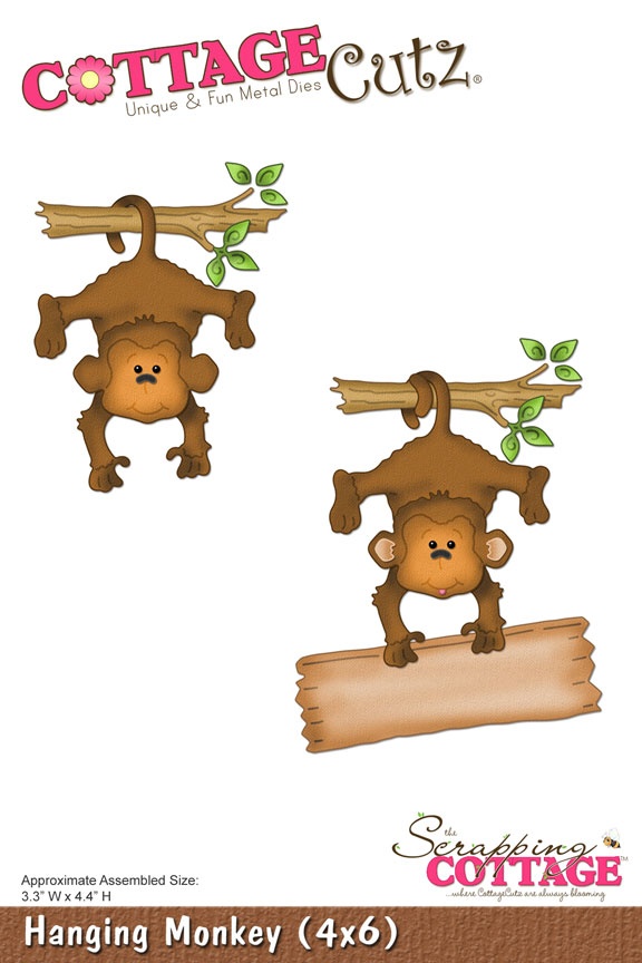 CC4x6-068 Wykrojnik małpki -CottageCutz Hanging Monkey (4x6)