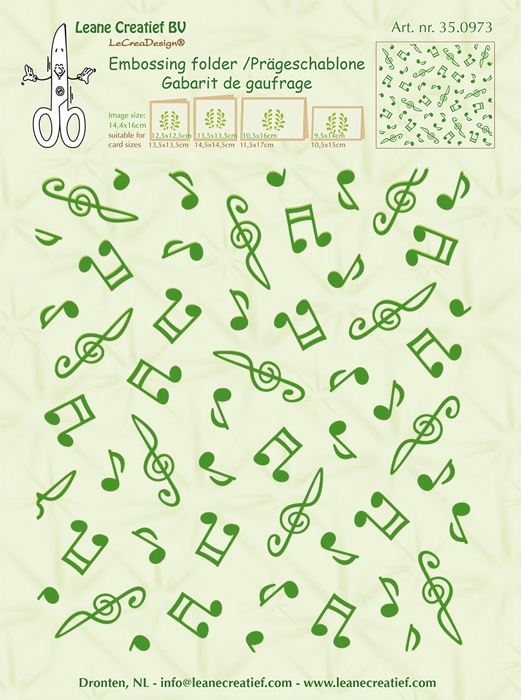 35.0973 Leane Creatief Embossing Background Folder - Musical Symbols