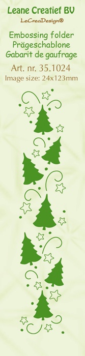 35.1024 Leane Creatief Border Embossing Folder - Christmas Trees