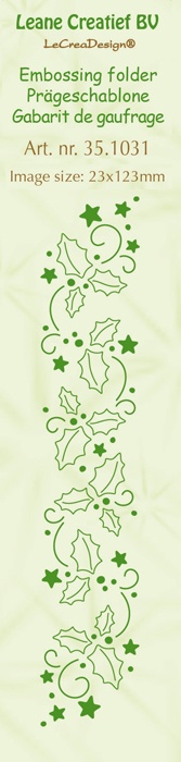 35.1031 Leane Creatief Border Embossing Folder - Holly Leaves
