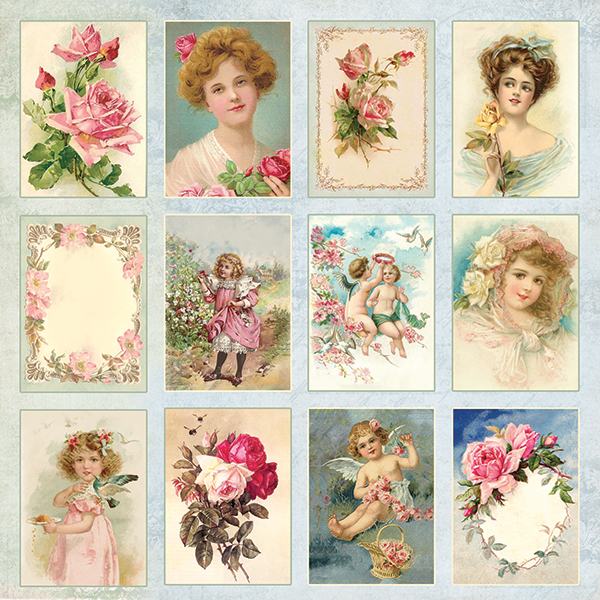 CP-RG07 Papier jednostr.-elementy-30,5x30,5 Rose Garden 07