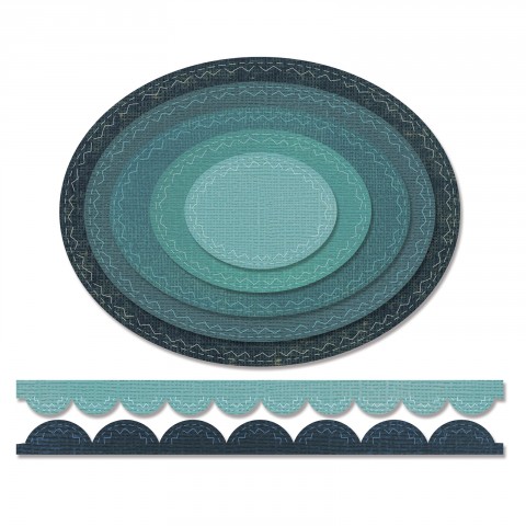 661188 Sizzix Thinlits Die Set 7PK - Stitched Ovals