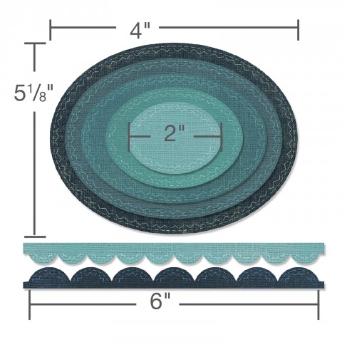 661188 Sizzix Thinlits Die Set 7PK - Stitched Ovals