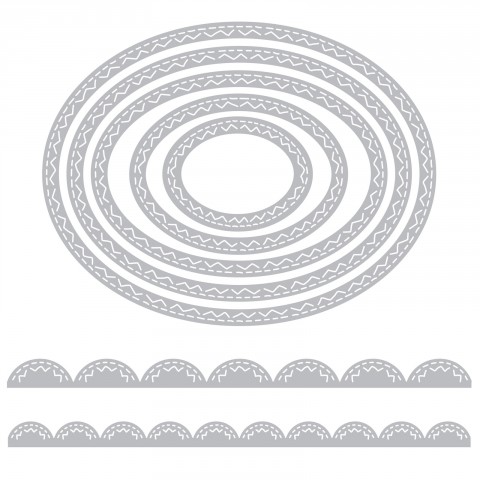 661188 Sizzix Thinlits Die Set 7PK - Stitched Ovals