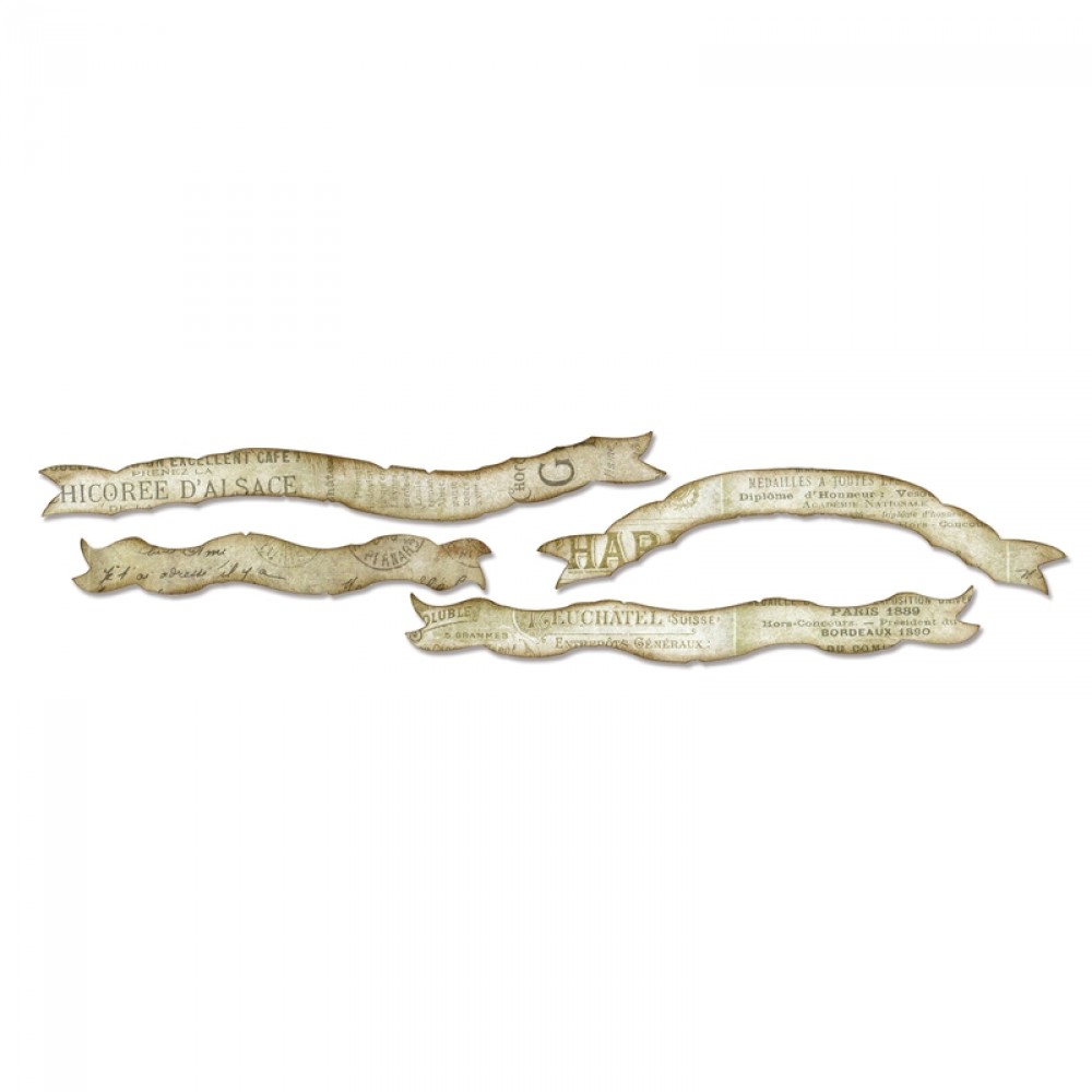 659434 Sizzlits Decorative Strip Die - Tattered Curvy Banners - banerki