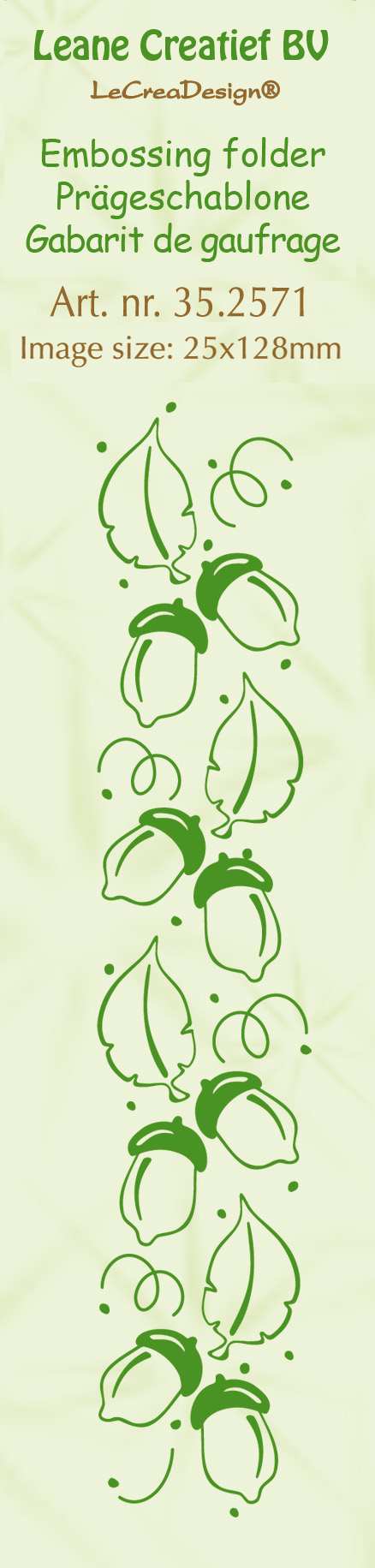 35.2571 Leane Creatief Border Embossing Folder - border acorns