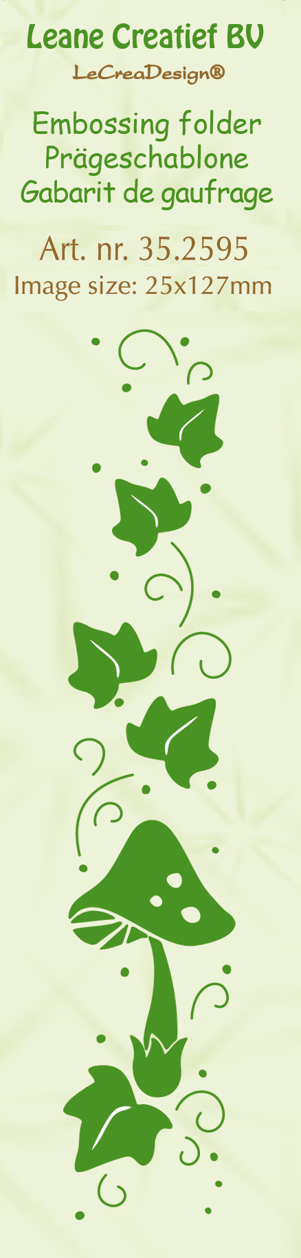 35.2595 Leane Creatief Border Embossing Folder - border mushroom