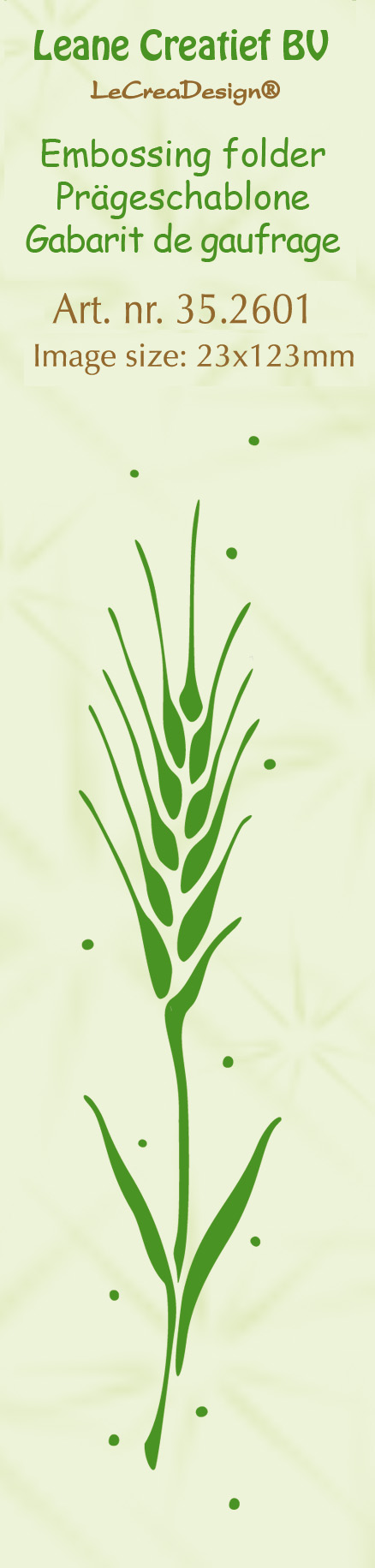 35.2601 Leane Creatief Border Embossing Folder - border ear of corn