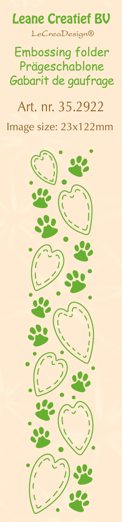 35.2922 Leane Creatief Border Embossing Folder - 35.2922 border Paws&hearts