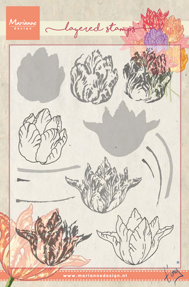 TC0852 New Marianne Design Clear Stamp Tiny's layered Tulip