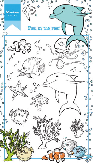 HT1618 Marianne Design Clear Stamp - Hetty's Fish in the Reef