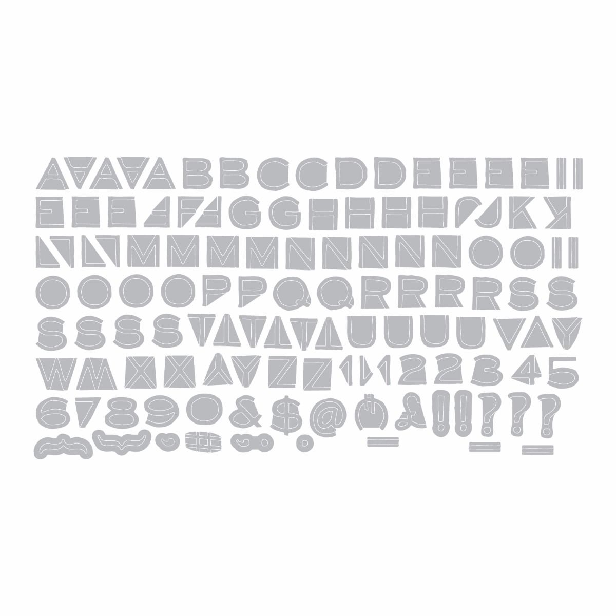 662226 Sizzix Thinlits Die Set 121PK - Alphanumeric, Thin