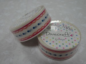 DCWTB003-9 Washi tape- Biała tasiemka w różowo-niebieski wzór