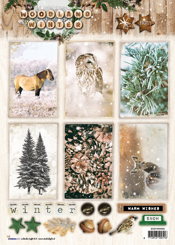 EASYWW580 -Arkusz A4 elementy StudioLight - Woodland Winter