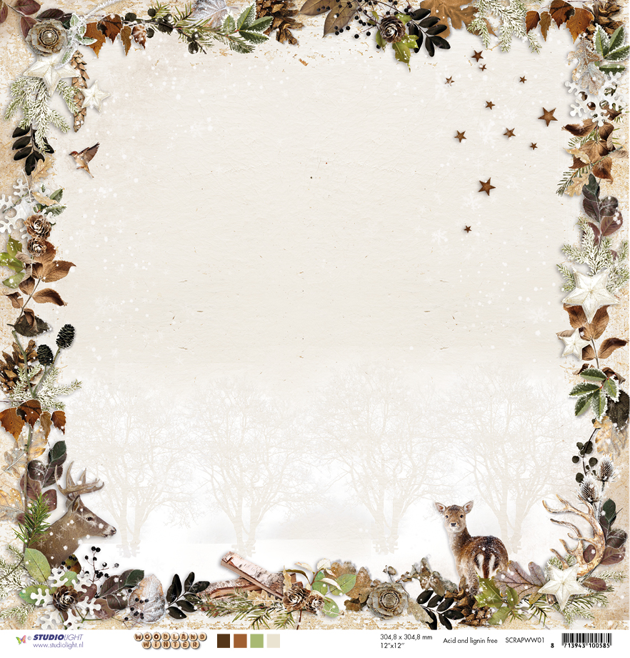 SCRAPWW01 Papier dwustronny 30x30 StudioLight - Woodland Winter 1