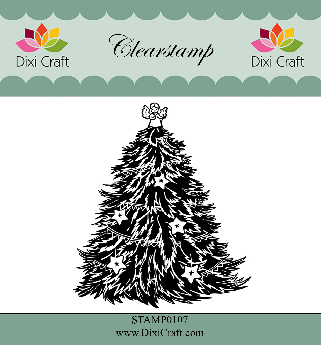 STAMP0107 Stempel Dixi Craft - choinka z aniołkiem