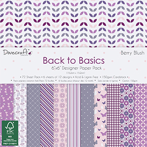 DCPAP030 - Dovecraft - Zestaw papierów 15x15 Back to Basics- Berry Blush
