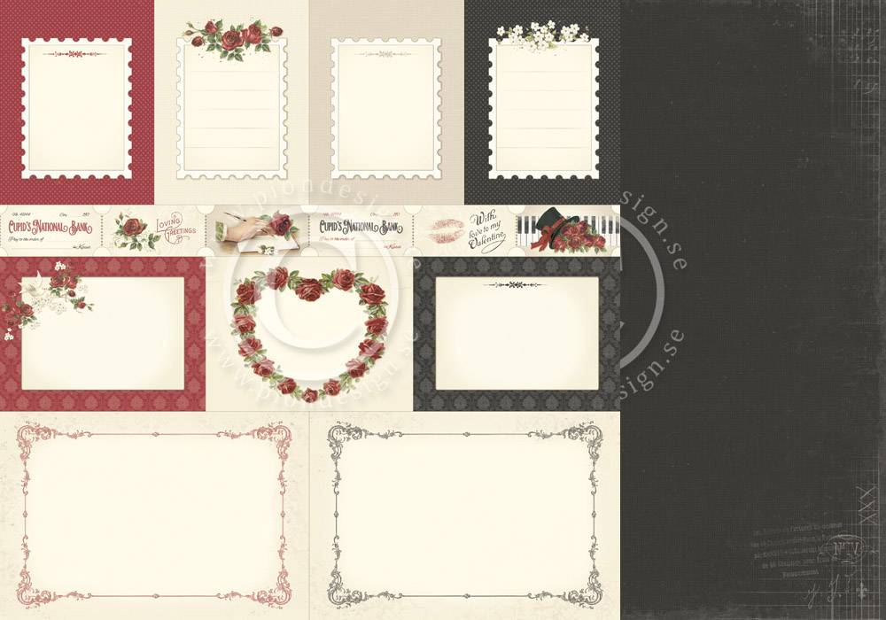 PD6811 Papier dwustronny 30,5x30,5cm-To my Valentine-Memory notes