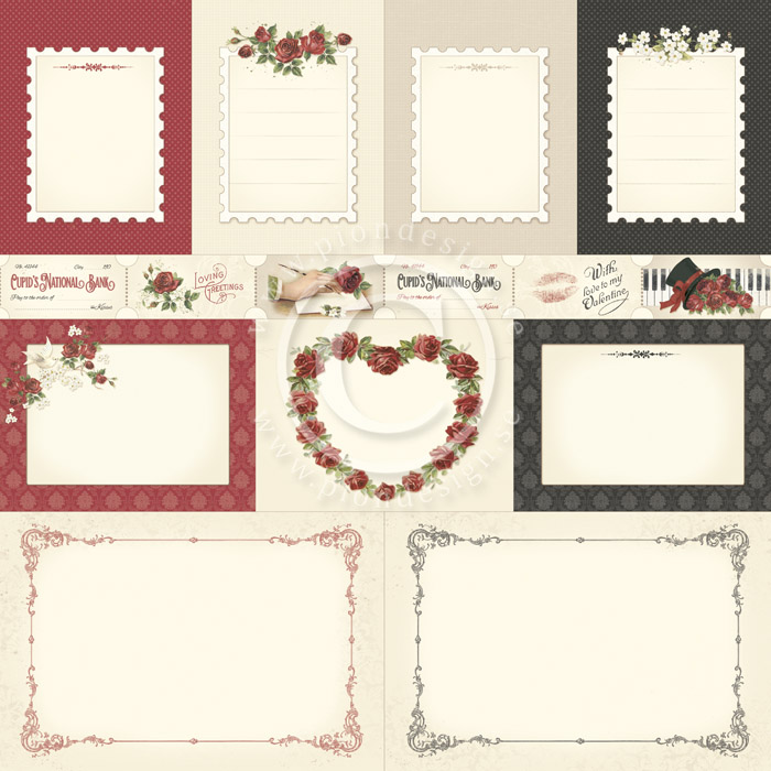 PD6811 Papier dwustronny 30,5x30,5cm-To my Valentine-Memory notes