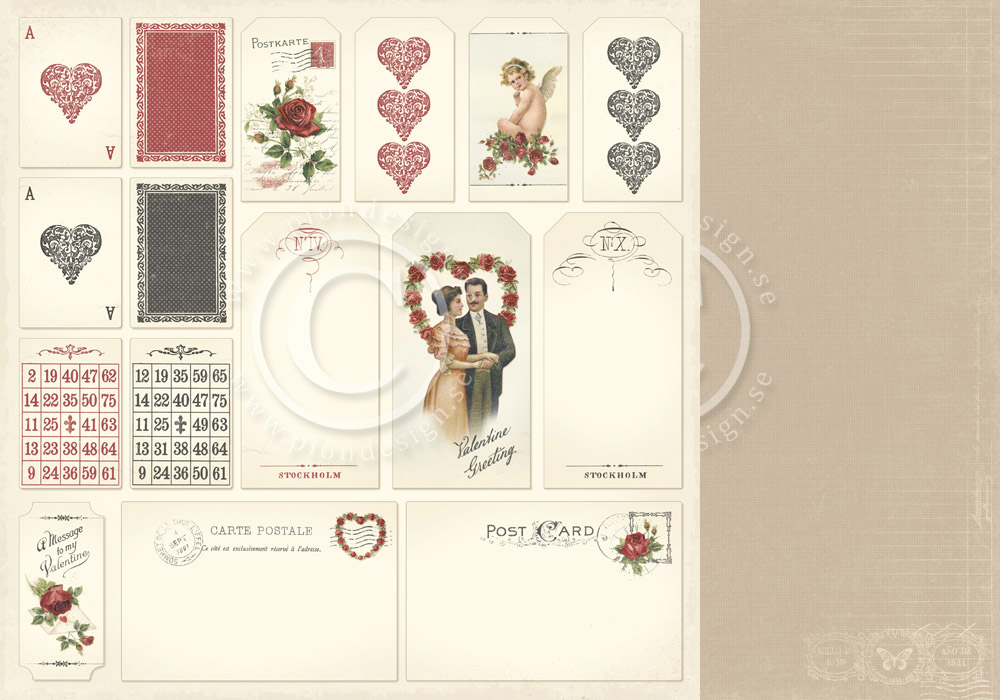 PD6812 Papier dwustronny 30,5x30,5cm-To my Valentine-Tags