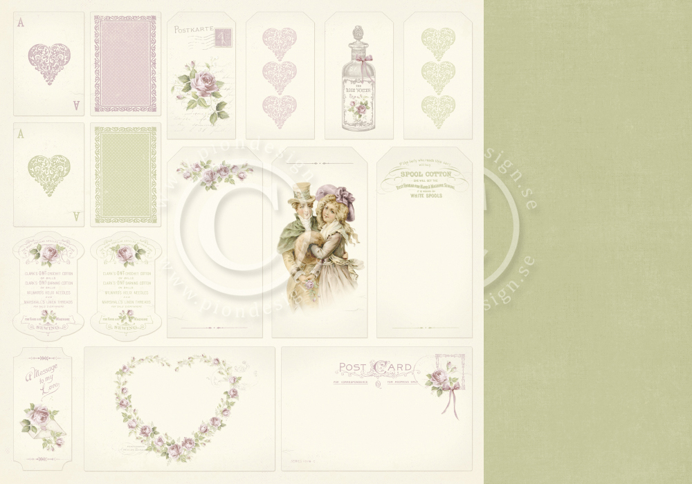 PD8212 Papier dwustronny 30,5x30,5cm-Where the Roses Grow-Tags