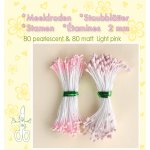 26.4391 Pręciki do kwiatków -light pink-jasny różowy-matowe 80szt + perłowe 80szt