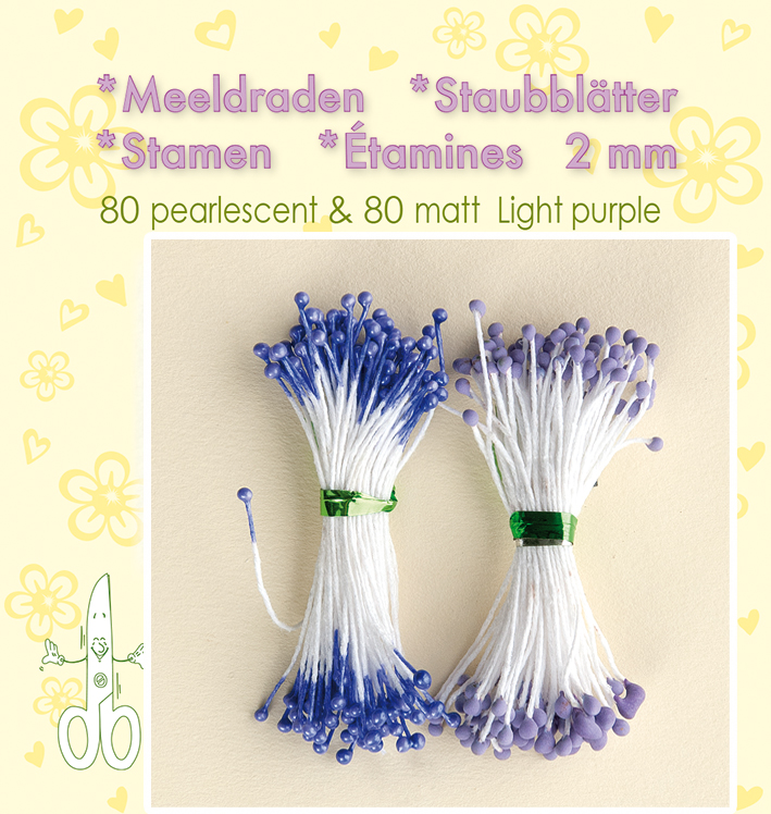 26.4407 Pręciki do kwiatków -light purple- jasny fiolet-matowe 80szt + perłowe 80szt