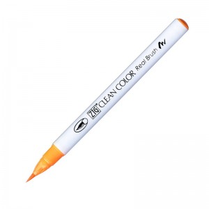 RB-6000AT-002 Pisak pędzelkowy Kuretake Zig-Clean Color Real Brush - FL. ORANGE