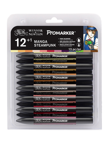 PROM12-003 Zestaw promarkerów - Winsor&Newton - Manga Steampunk - 12szt+blender