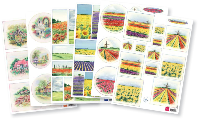 IT603 6x Arkusz A4 - Marianne Design -Kwiatowy zestaw decoupage