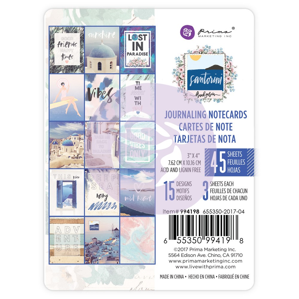 994198 Santorini - 3X4 Journaling Cards