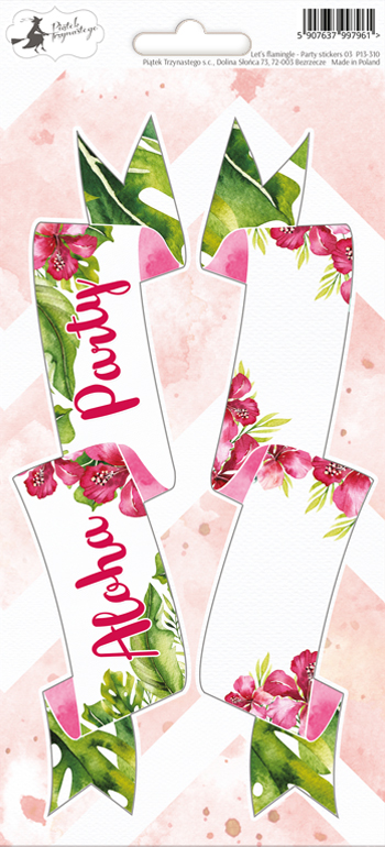 p13-310 Arkusz party naklejek Let's flamingle 03, 10,5 x 23cm
