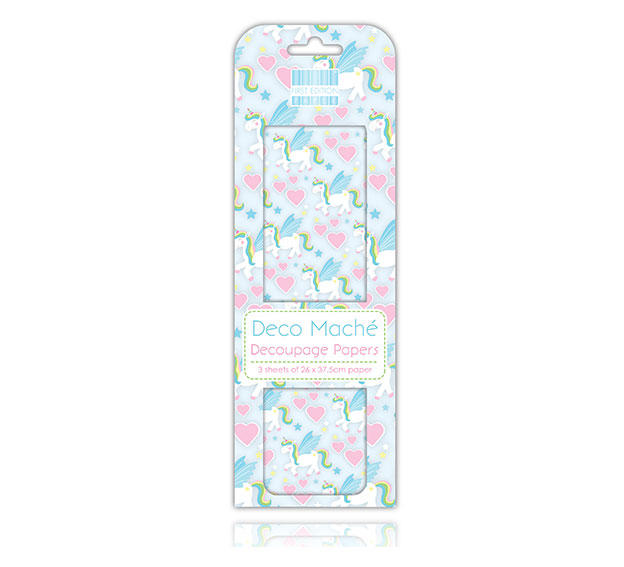 FEDEC313 First Edition Deco Mache- Unicorns papier do decoupage'u