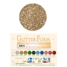 25.5244 Brokatowa pianka  - Glitter Antique Gold -arkusz A4