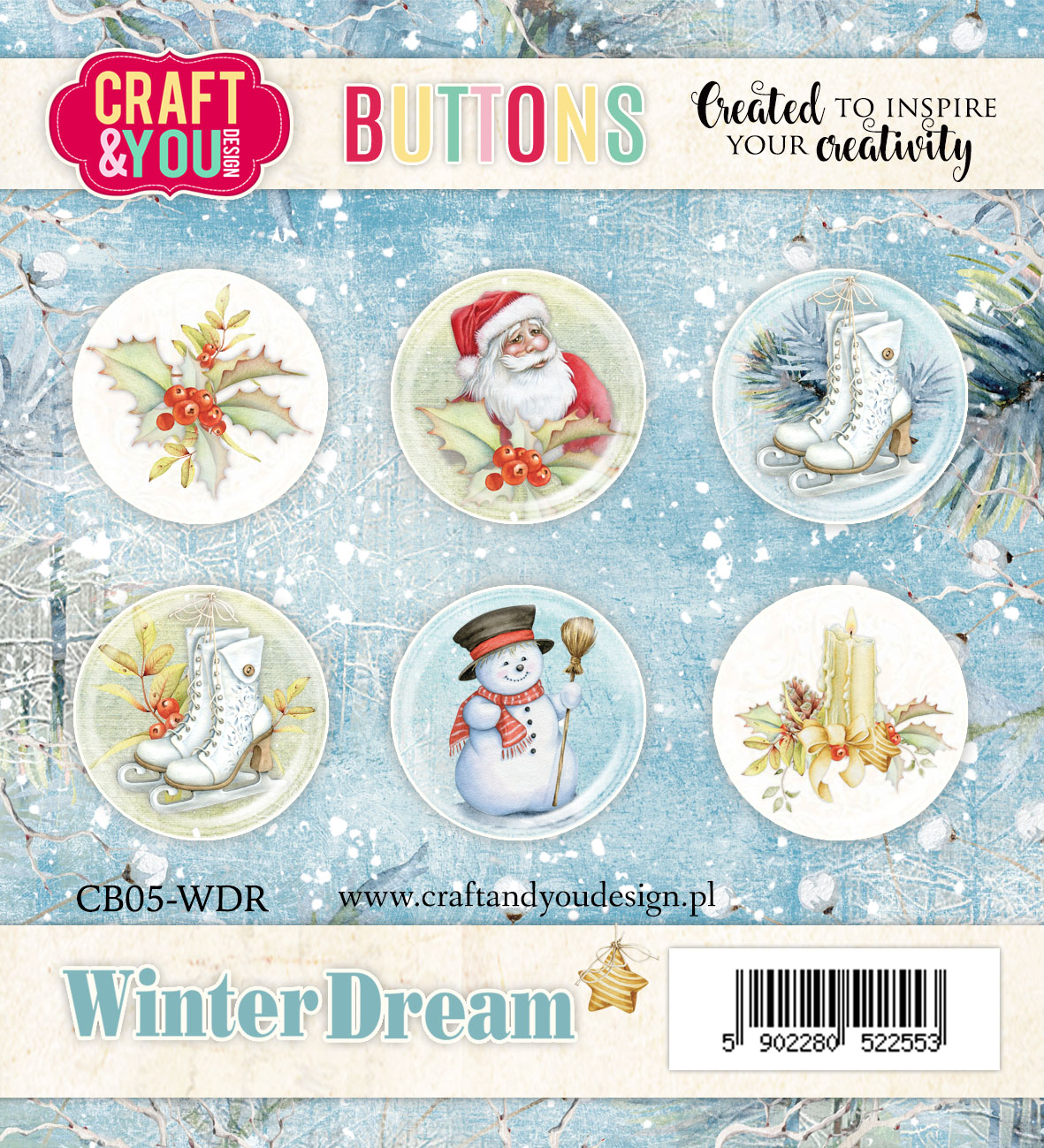 CB05-WDR Zestaw samoprzylepnych ozdób / buttonów - Winter Dream 6szt
