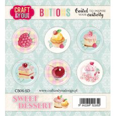CB06-SD Zestaw samoprzylepnych ozdób / buttonów - Sweet Dessert 6szt