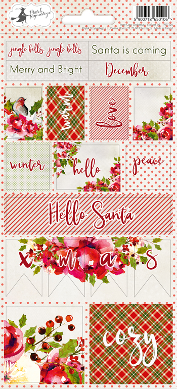 p13-324 Arkusz naklejek Rosy Cosy Christmas 02, 10,5 x 23cm
