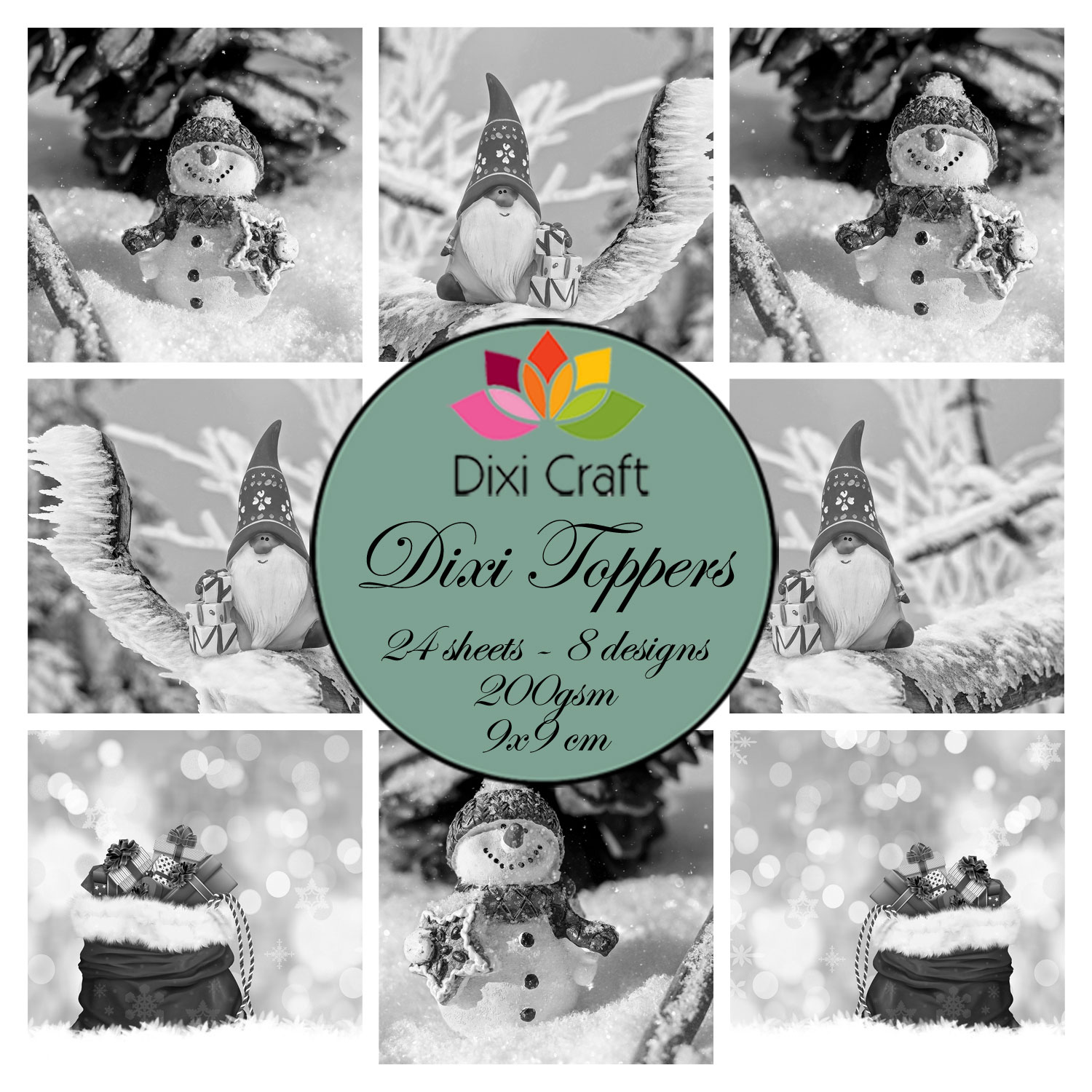 ETL018 Zestaw papierów Dixi Craft - toppers 9cmx9cm