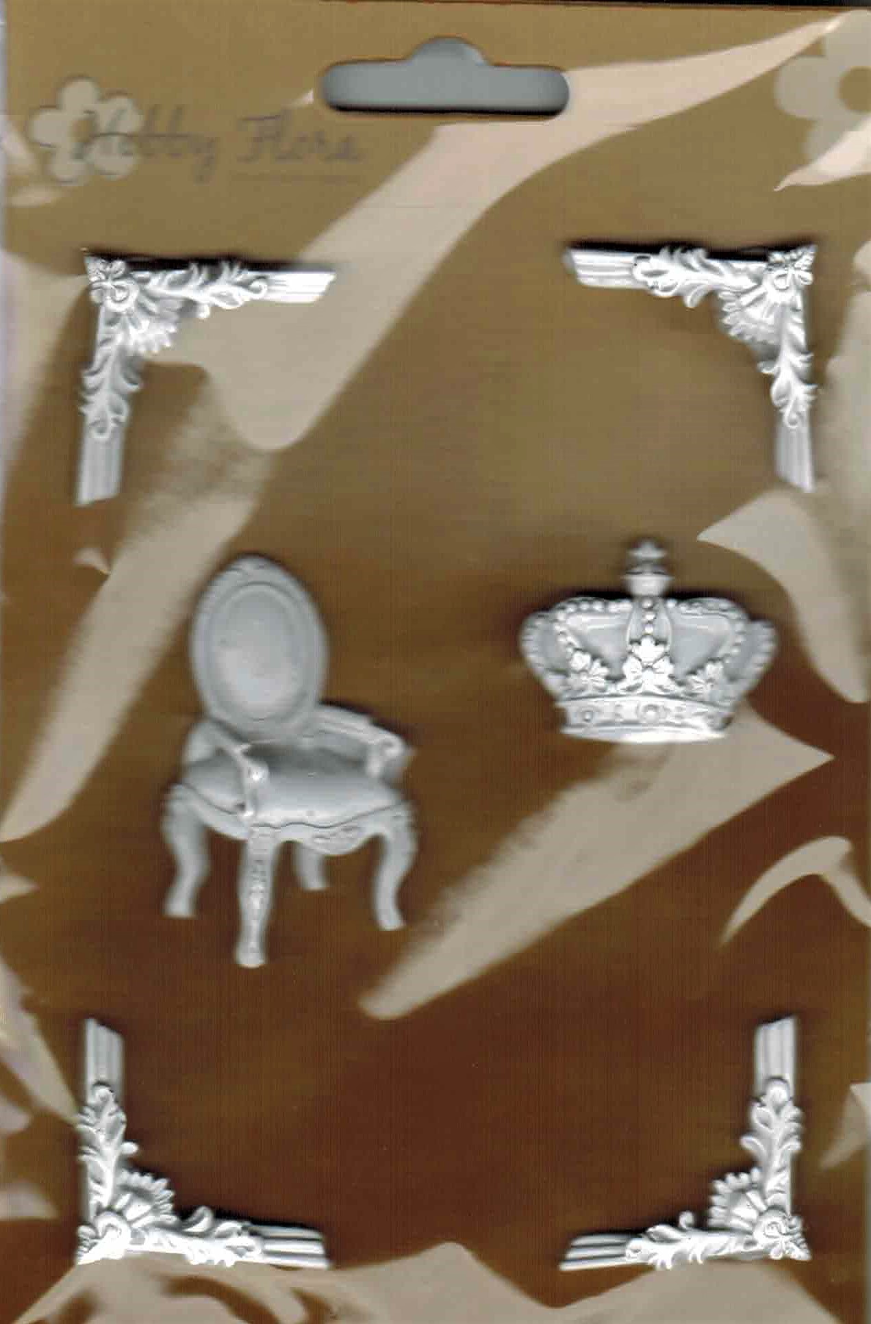 354121-995-4 Figurki z masy żywicznej -krzesło,narożniki - 6szt