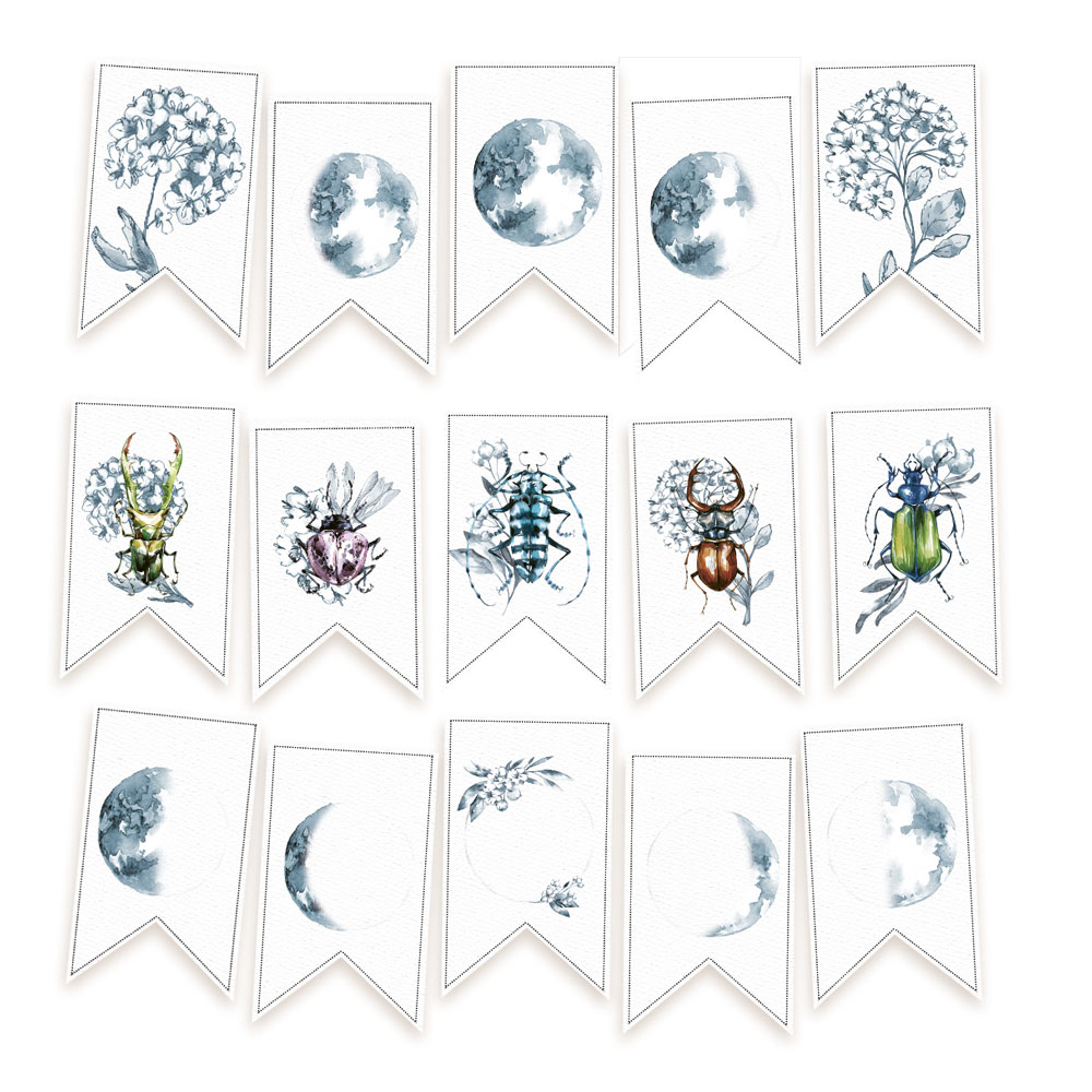 p13-369 Papierowy banerek / die cut New moon 15szt.