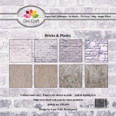 PPL019 Zestaw papierów 15x15cm Dixi Craft- Bricks & Planks
