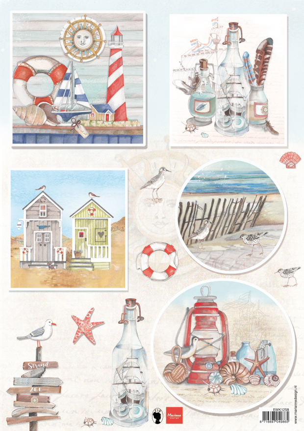 EWK1258 A4 one side paper -Marianne Design - Seabreeze 1