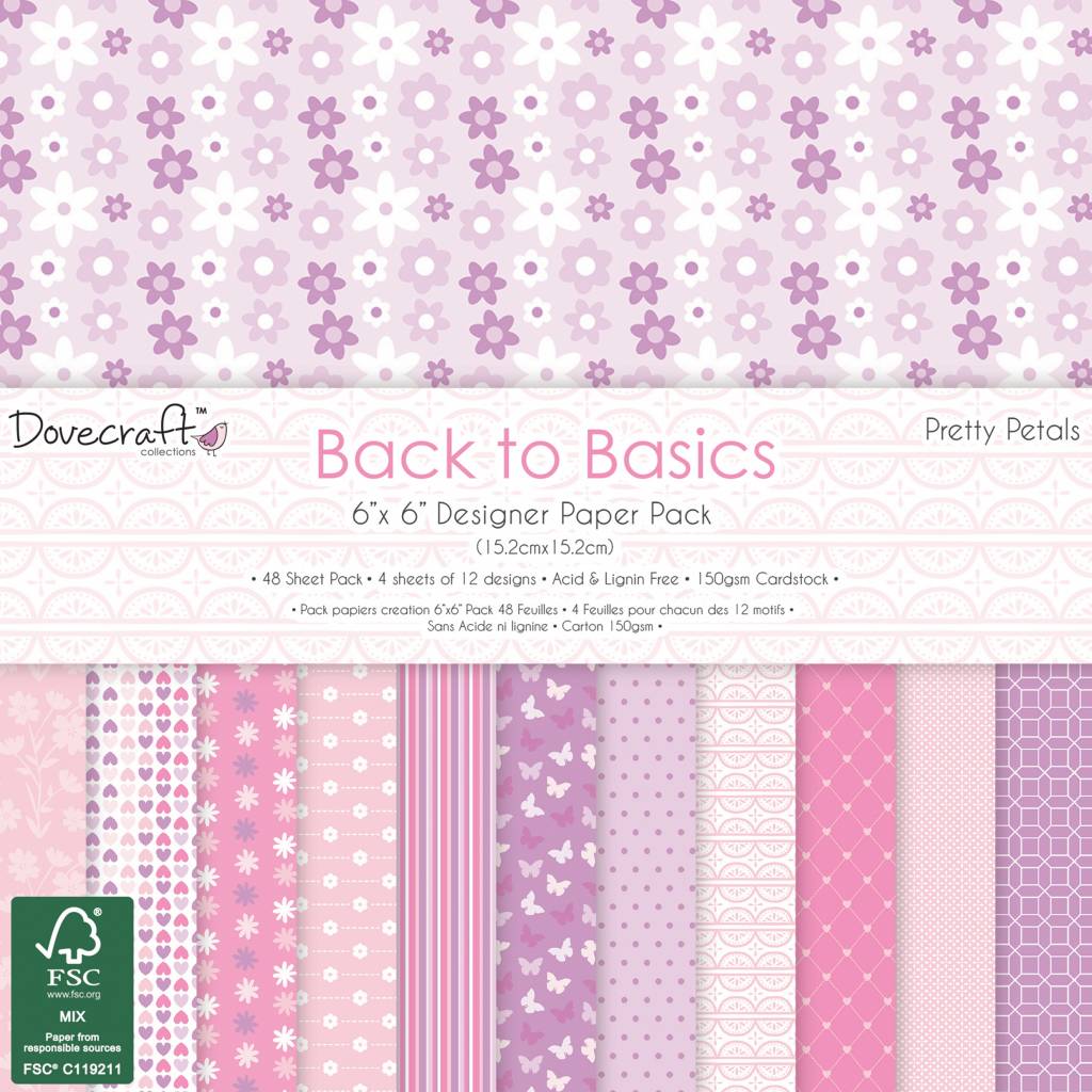 DCPAP123 Zestaw papierów 15x15cm Back to Basics Pretty Petals