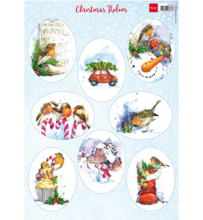 VK9578 A4 one side paper -Marianne Design -Christmas Robins