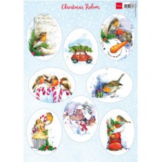VK9578  A4 one side paper -Marianne Design -Christmas Robins 