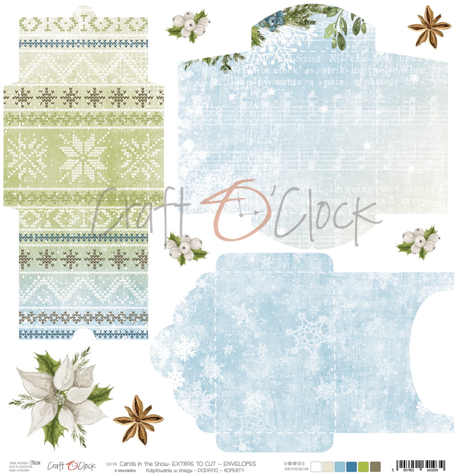 CC-DOD-KOP-CTS-27 CAROLS IN THE SNOW - ARKUSZ Z KOPERTAMI DO WYCIĘCIA 30,5x30,5cm
