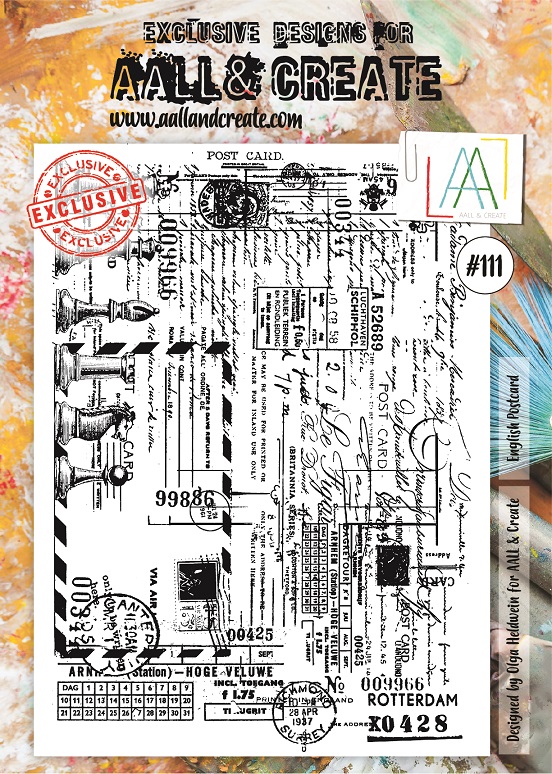 #111 AAll&Create - Stemple A4 - English Postcard