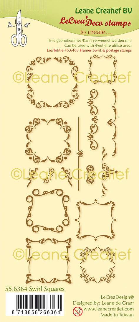 55.6364 Leane Creatief Acrylic Stamp - Swirl squares