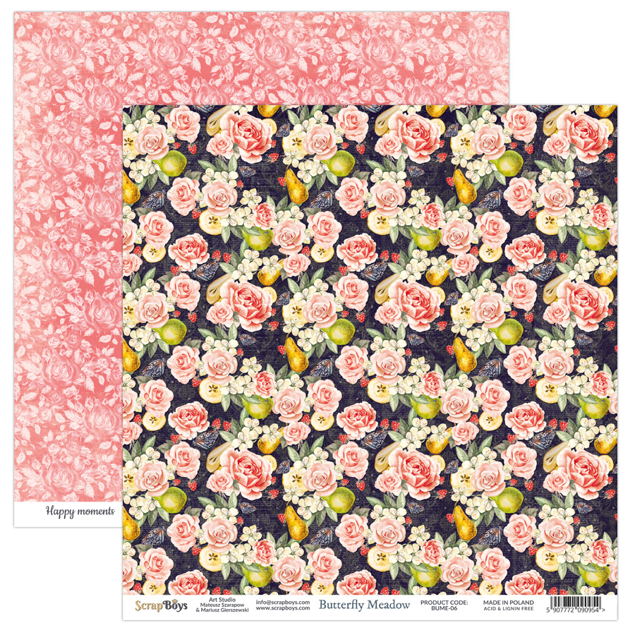 BUME-06 Butterfly Meadow -Scrap Boys- double sided paper 30,5x30,5cm
